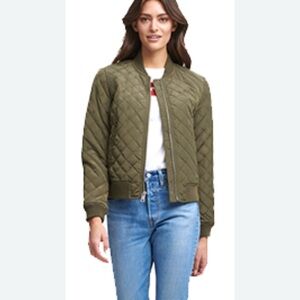 Levi's Green Quilted Bomber Jacket with Ribbed Details